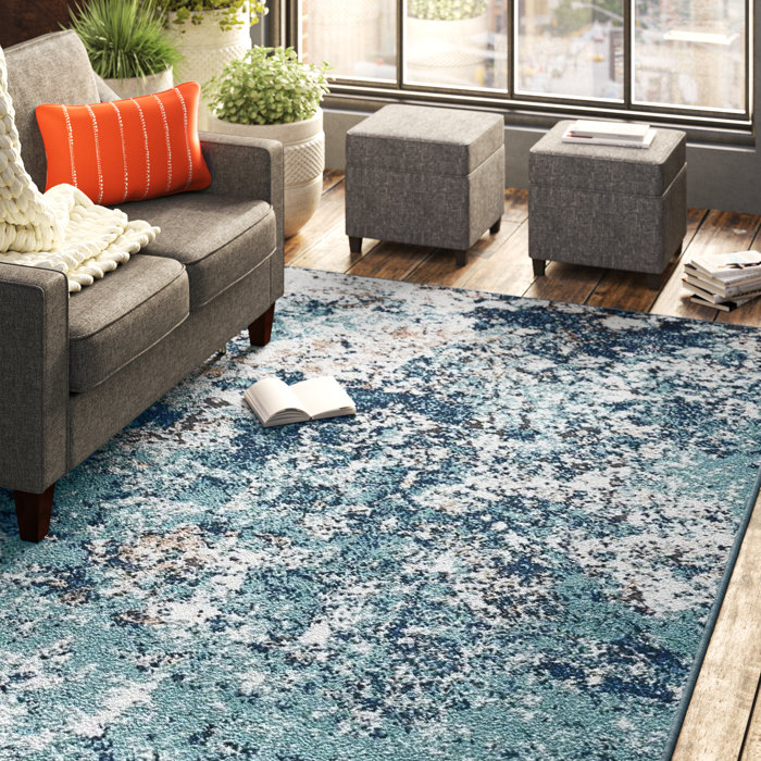 17 Stories Thorold Abstract Blue/Ivory Area Rug & Reviews Wayfair